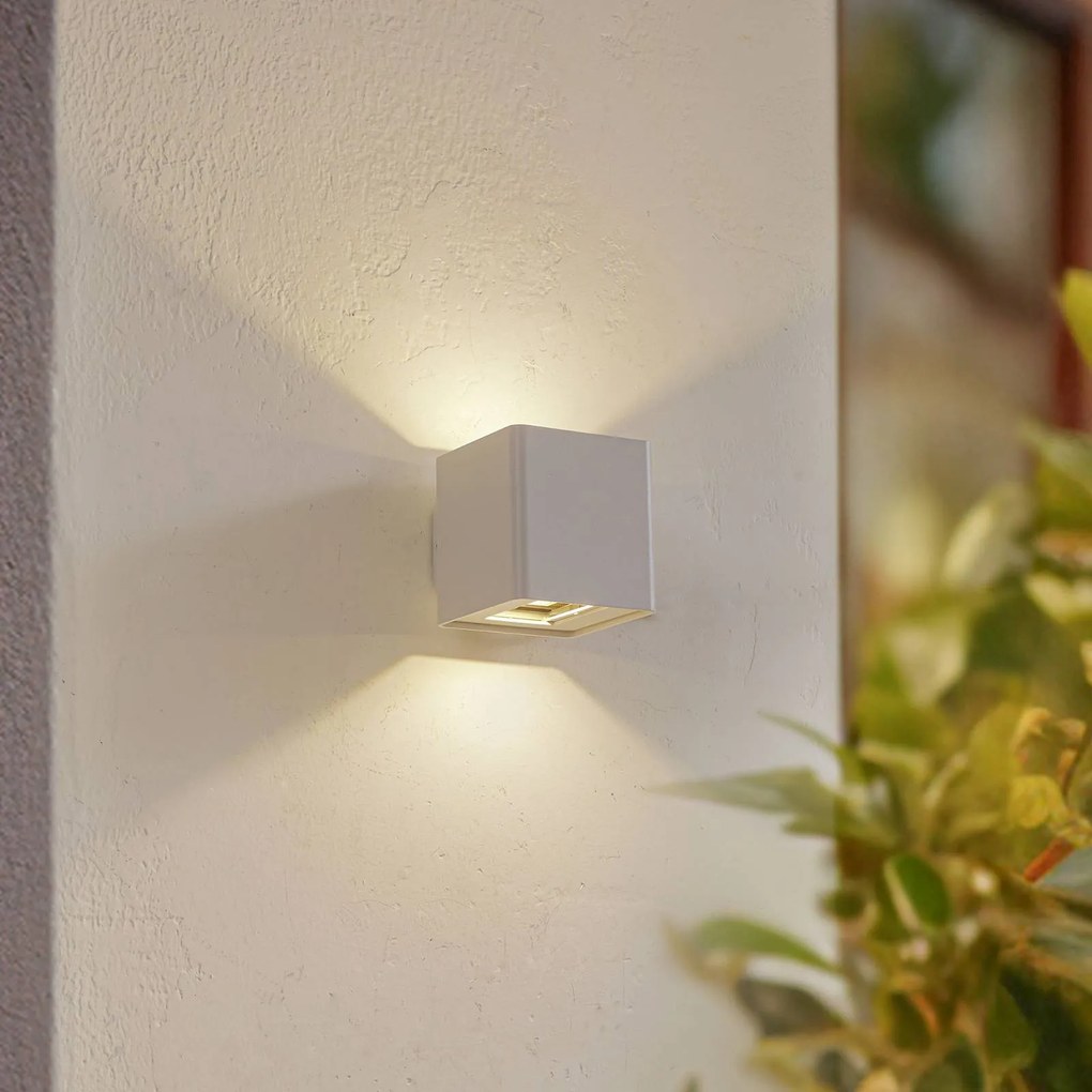 Lucande Applique da esterni LED Aaron, bianco, alluminio, up/down