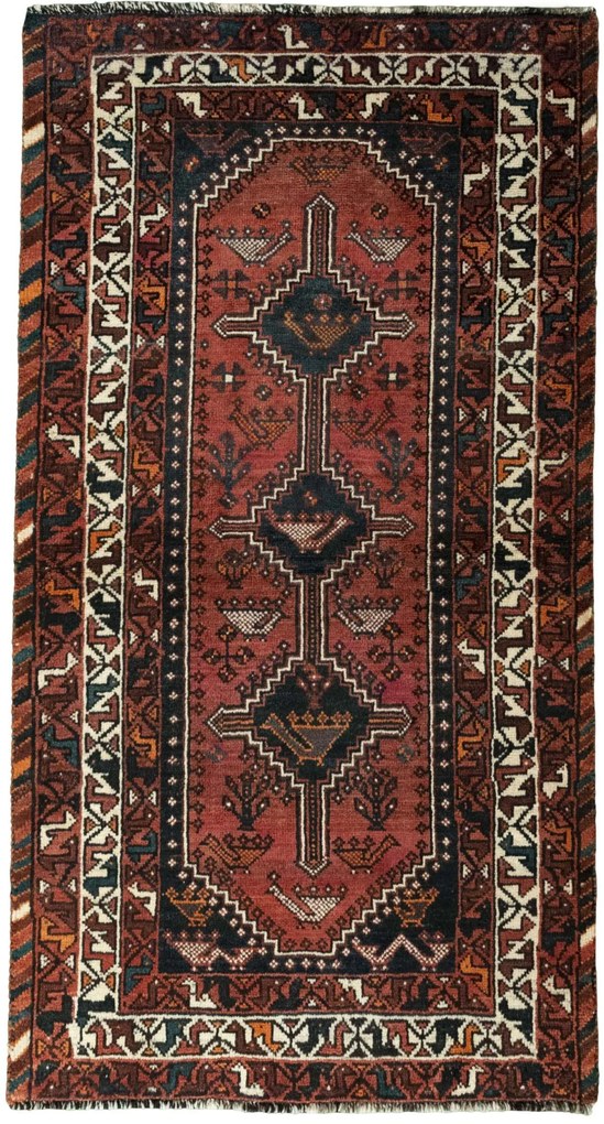 Shiraz Tappeto persiano 200x110 Rosso (Iran) Annodato A Mano