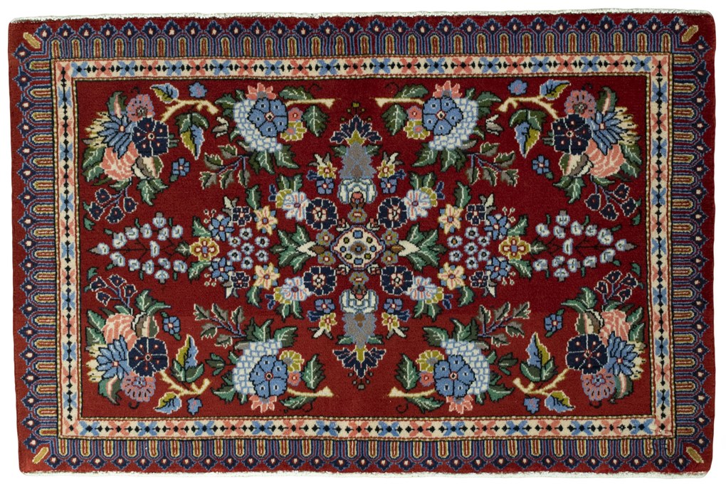 Kashan Tappeto 70 x 100 Rosso (Iran) Annodato A Mano