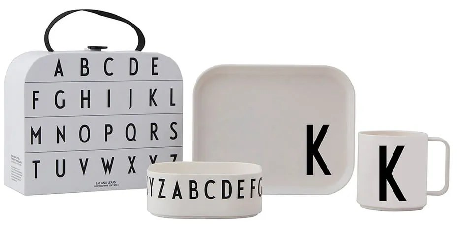 Set da pranzo per bambini a 3 pezzi con valigetta Classics K A-Z - Design Letters