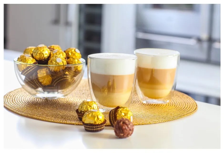 Tazze in set con parete doppia/da latte in vetro 2 pz 320 ml Amo – Vialli Design