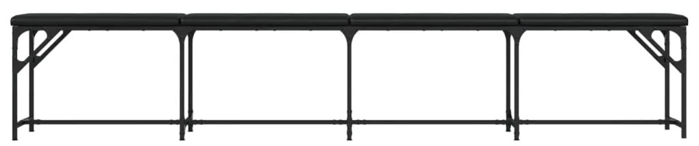 Panca da pranzo nera 248x32x45 cm in acciaio e similpelle