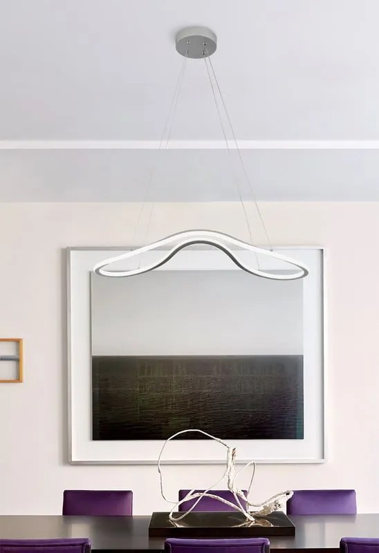 Lampadario LED moderno Giorgia grigio, luce con 3 temperature di colore 2300 lumen, NOVECENTO