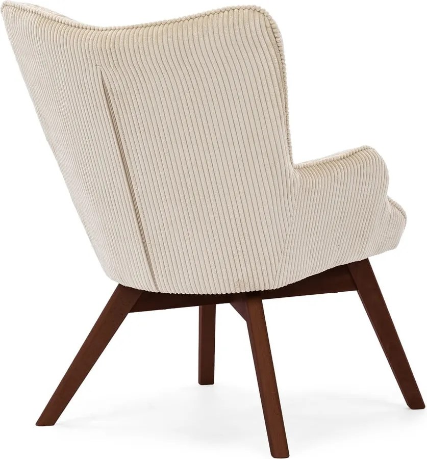 Poltrona beige con rivestimento in velluto a coste Niko – Ropez