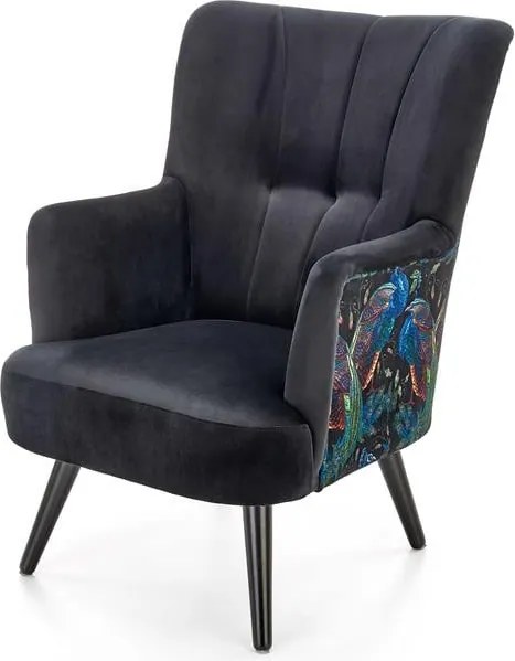 Poltrona Pagoni in velluto nero - H95 cm