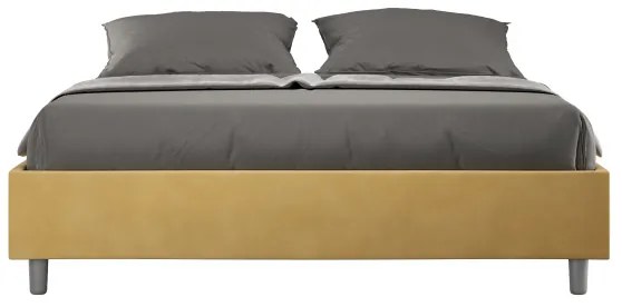Letto matrimoniale e rete 160x190 in microfibra ocra Azelia
