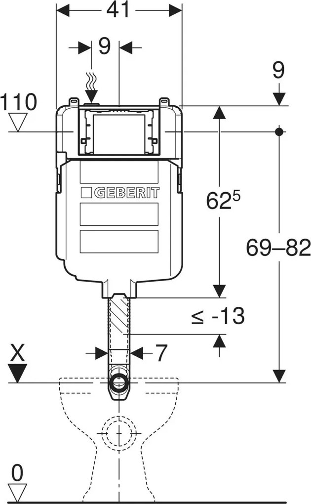 Cassetta di scarico incasso WC con canotto e placca bianca Geberit Sigma 8