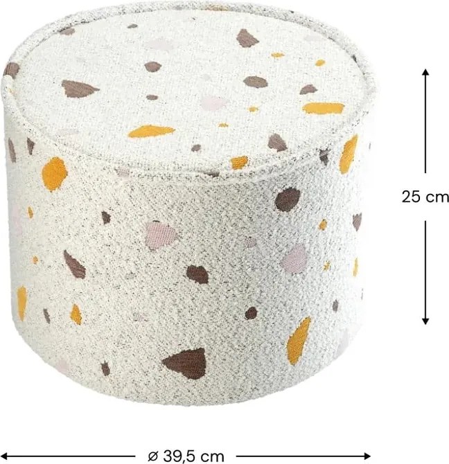 Pouf per bambini bianco con rivestimento in bouclé e ciniglia Terrazzo – Wigiwama