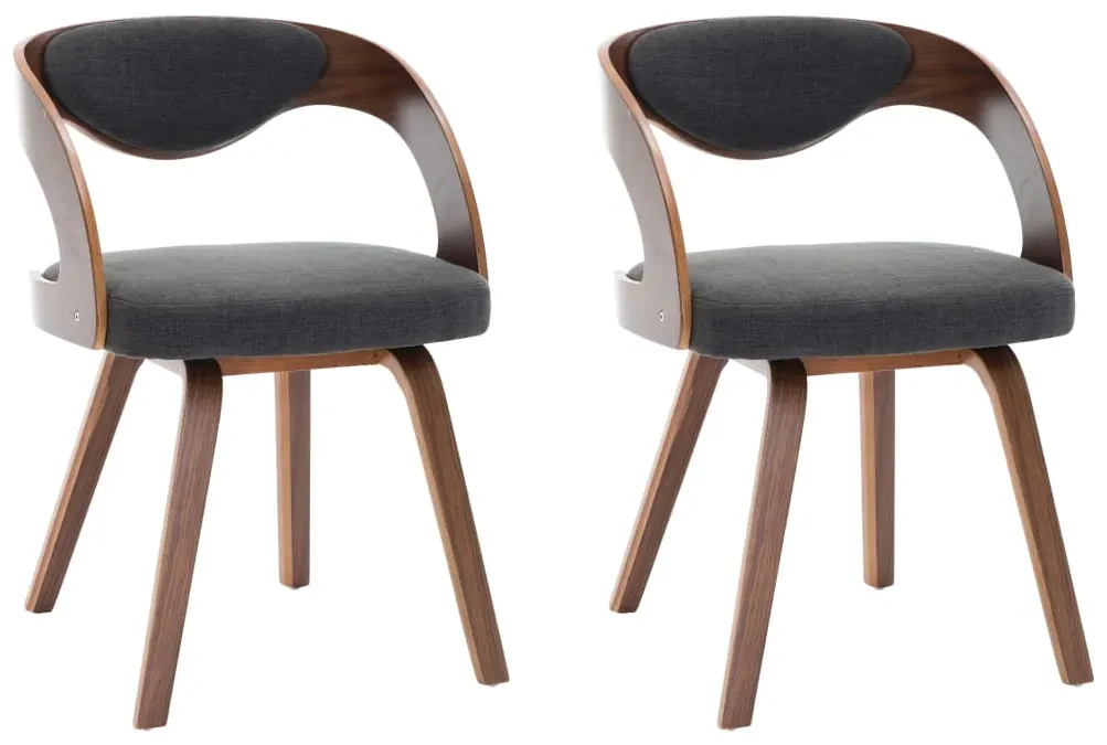 Sedie da pranzo 2 pz legno curvato e tessuto grigio scuro