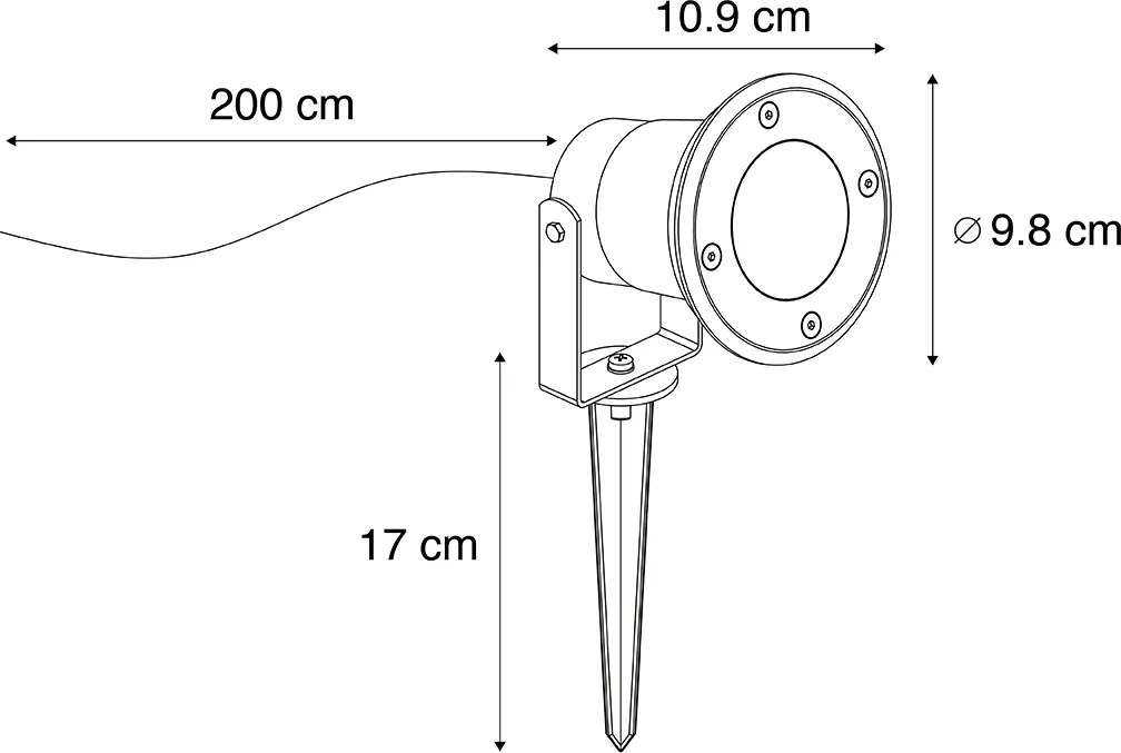 Faretto moderno nero con cavo e spina 200cm IP65 - Basic