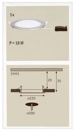 Paulmann 92075 - LED/18W IP44 Lampada da incasso per bagno QUALITY LINE 230V