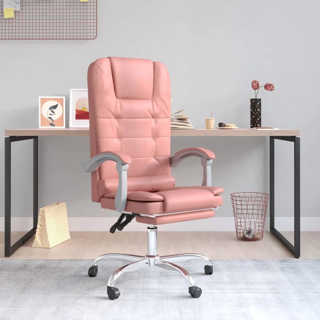 Poltrona Da Ufficio Massaggiante Reclinabile Rosa İn Similpelle /