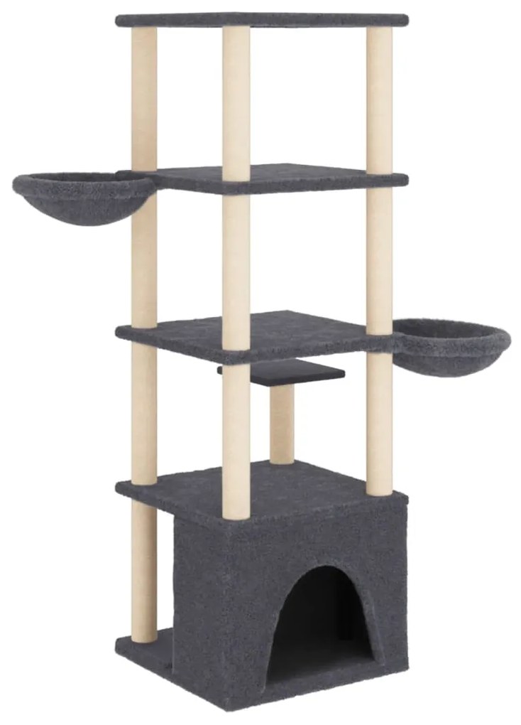 Albero per gatti con tiragraffi in sisal grigio scuro 147 cm
