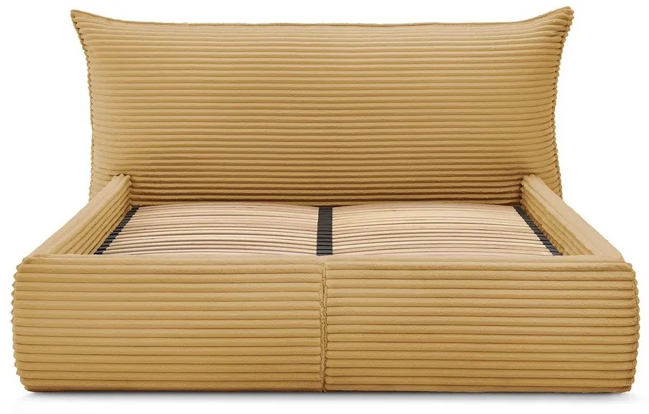 Letto matrimoniale giallo imbottito con spazio contenitivo con griglia inclusa 180x200 cm Jade – Bobochic Paris