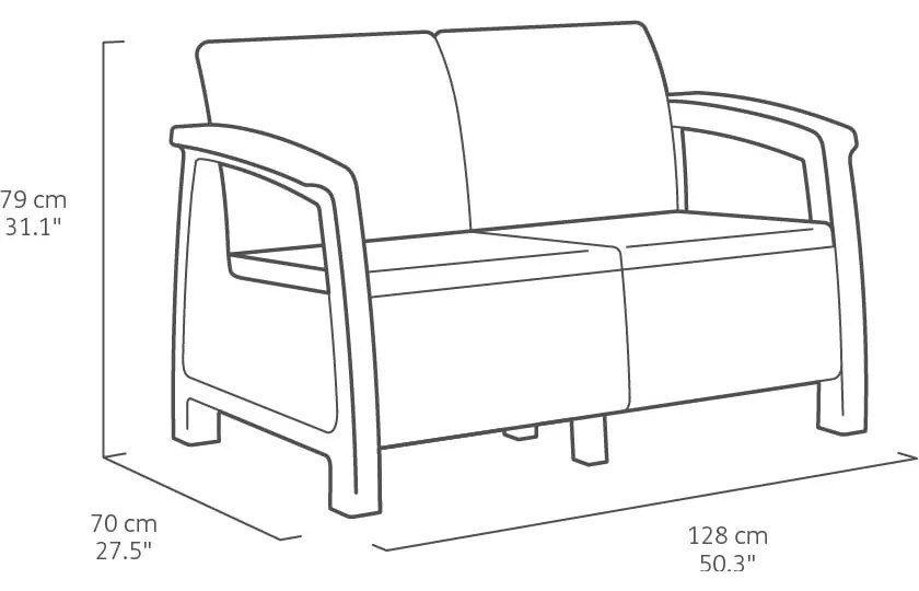 Set da giardino grigio scuro per 4 persone Corfu - Keter