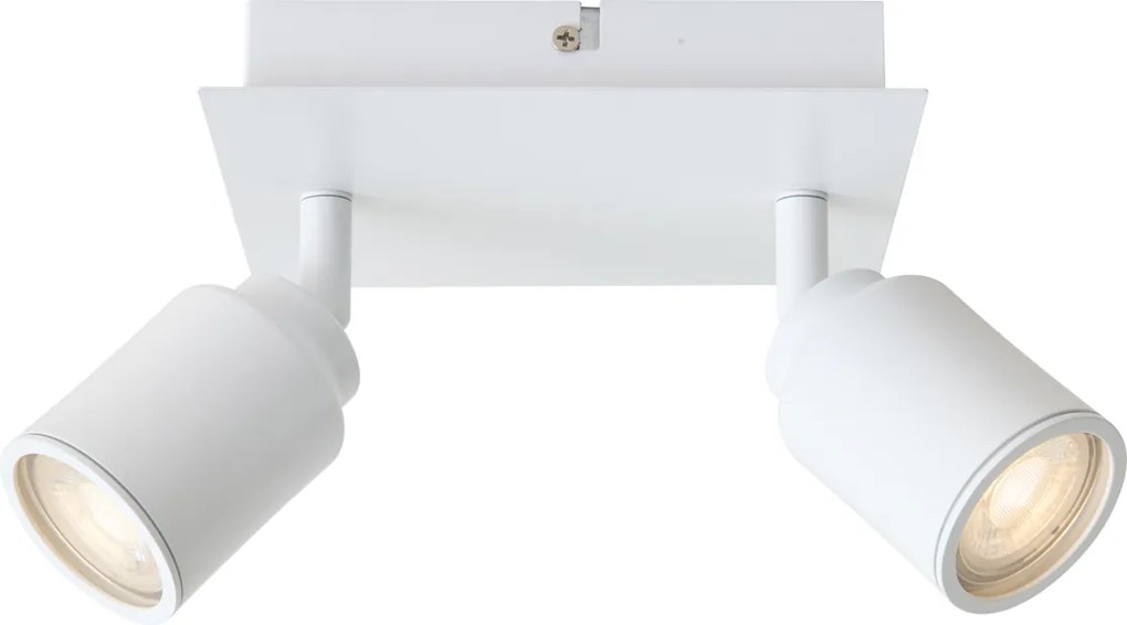 Faretto da bagno moderno bianco quadrato 2 luci IP44 - Ducha