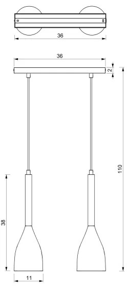 Lampadario a sospensione con filo MUZA 2xE27/60W/230V