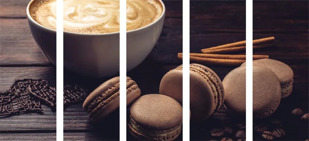 Quadri 5 pezzi – Caffè con macaron al cioccolato