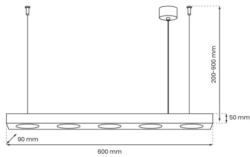 Lampadario a sospensione con filo ALEXANDER 5xGX53/12W/230V nero