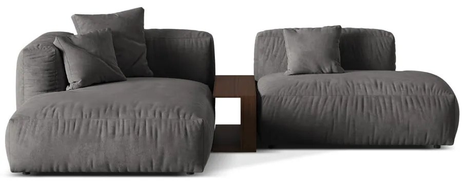 Divano angolare componibile grigio (con penisola a sinistra/con chaise lounge) con rivestimento in velluto Martina – Micadoni