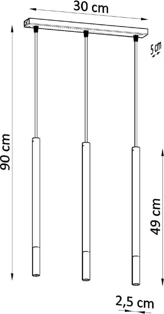 Lampada a Sospensione in Acciaio MOZAICA 3L Nero 3xG9