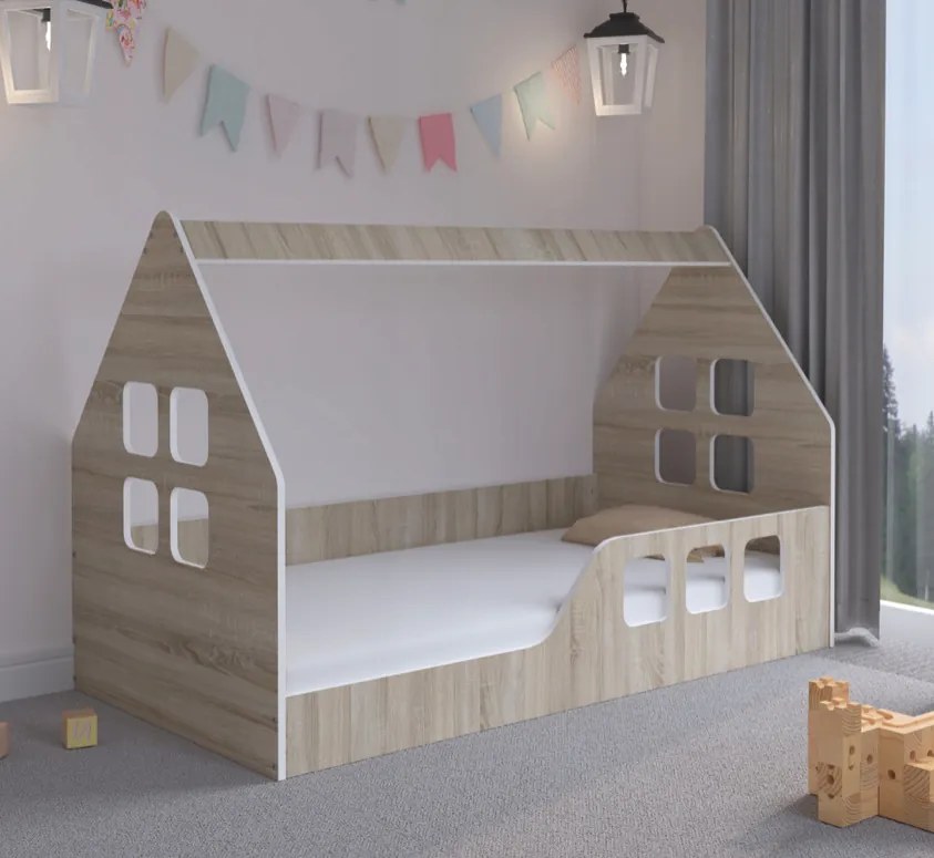 Letto per bambini Casa Montessori 160 x 80 cm in quercia sonoma destra