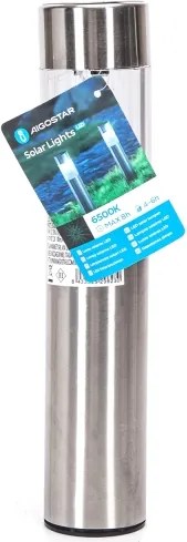 Aigostar - Lampada solare LED LED/0,006W/1,2V 31,5 cm cromo 6500K IP44
