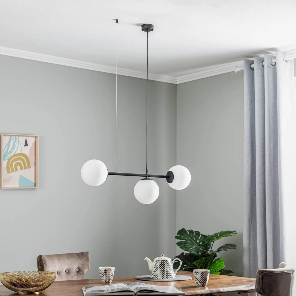 TK Lighting Lampada a sospensione Celeste con vetri sferici, 3 luci