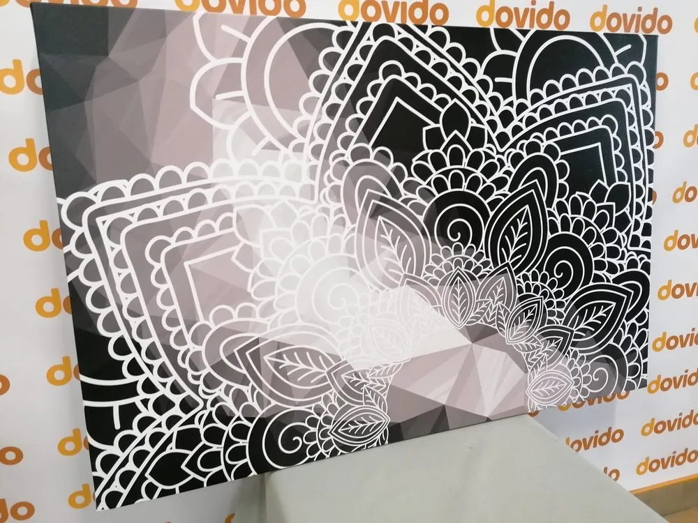 Quadro su tela – Elementi di Mandala in bianco e nero