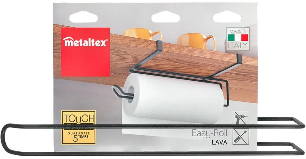 Supporto da appendere nero per asciugamani da cucina - Metaltex