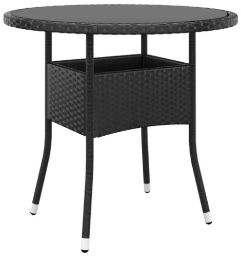 Set da Bistrot per Giardino 3 pz in Polyrattan Nero