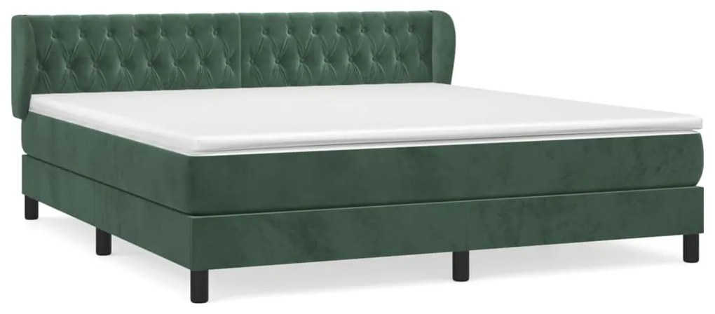 Giroletto a molle con materasso verde scuro 160x200 cm velluto