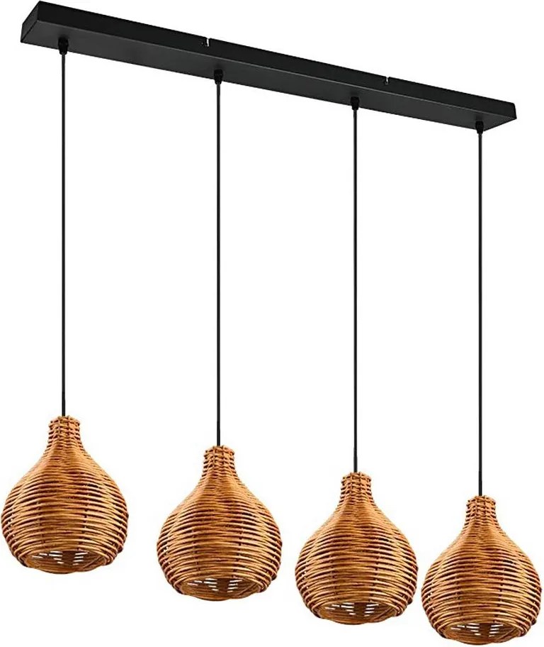 Reality - Lampada a sospensione con cavo SPROUT 3xE14/40W/230V marrone/rattan