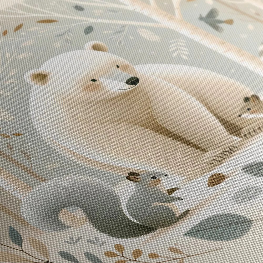 Quadro su tela – Orso e animali del bosco nella foresta