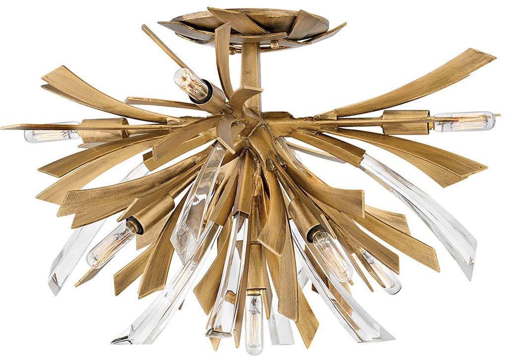 Lampadario Industrial Nordico Vida Acciaio Oro Brunito 9 Luci E14