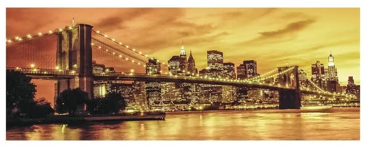 Stampa su tela Sunset Brooklyn bridge, multicolore 160 x 60 cm