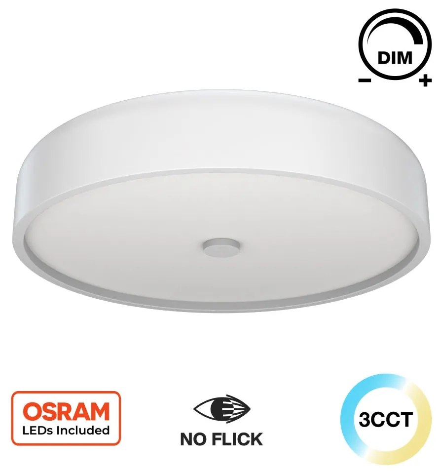 Plafoniera LED Rotonda 36W CCT, Ø450mm, Bianca, Dimmerabile Colore Bianco Variabile CCT