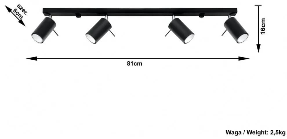 Plafoniera Orientabile RING 4L Black da soffitto e parete Colore del corpo Nero