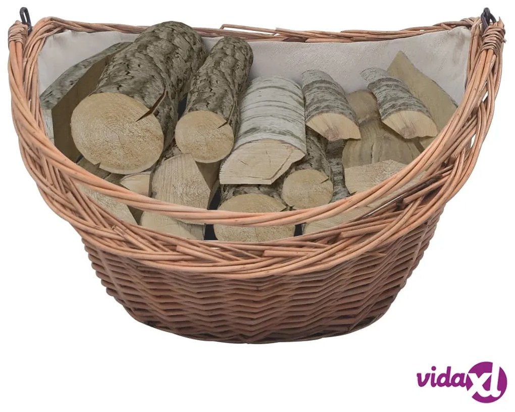vidaXL Cesta Legna da Ardere con Manico 60x44x55 cm Naturale in Salice