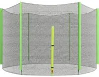 Rete di Protezione per Trampolini a 6 Pali con Ingresso con Cerniera 305x180 cm in PE Nero e Verde