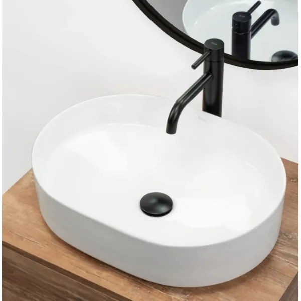 REA-U6563 - Lavabo da appoggio NADIA 38 x 50 cm, ceramica, bianco lucido