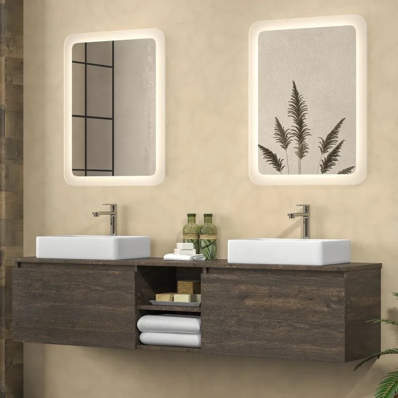 Mobile bagno sospeso 175 cm con due cassetti e vano a giorno SP-175P - KAMALU