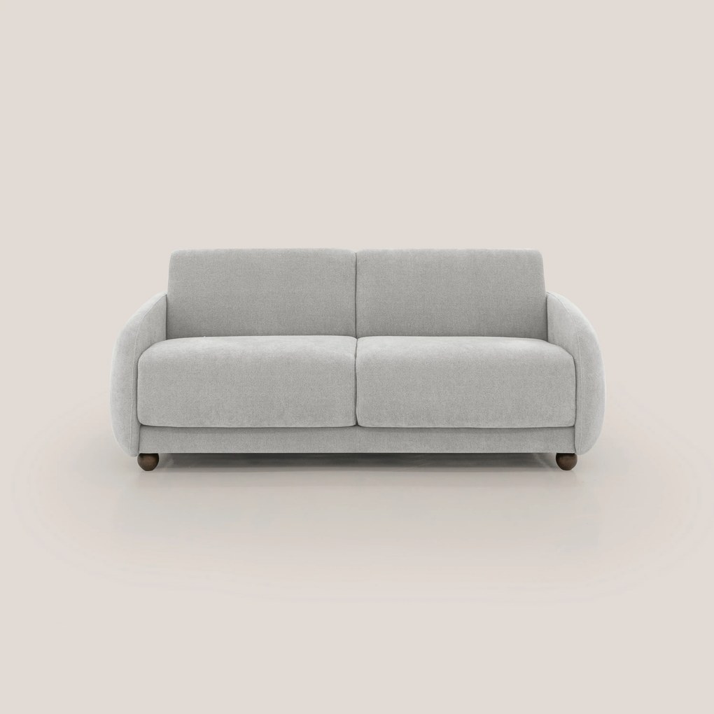 Giglio divano letto scandinavo japandi con materasso H18 cm in tessuto Bouclé impermeabile T07