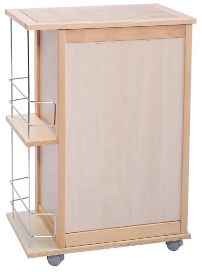 Carrello da cucina POKER con cassetti e portabottiglie Naturale