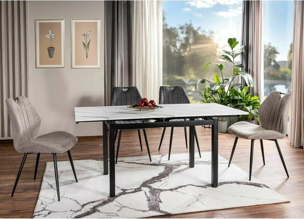 Tavolo GD-017 in MDF effetto marmo bianco – 110/170x74x75 cm