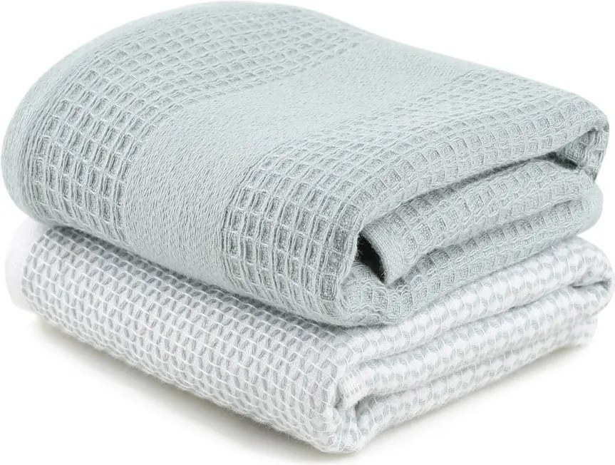 Set di asciugamani goffrati color menta/grigi 2 pz 40x60 cm Betty – Foutastic