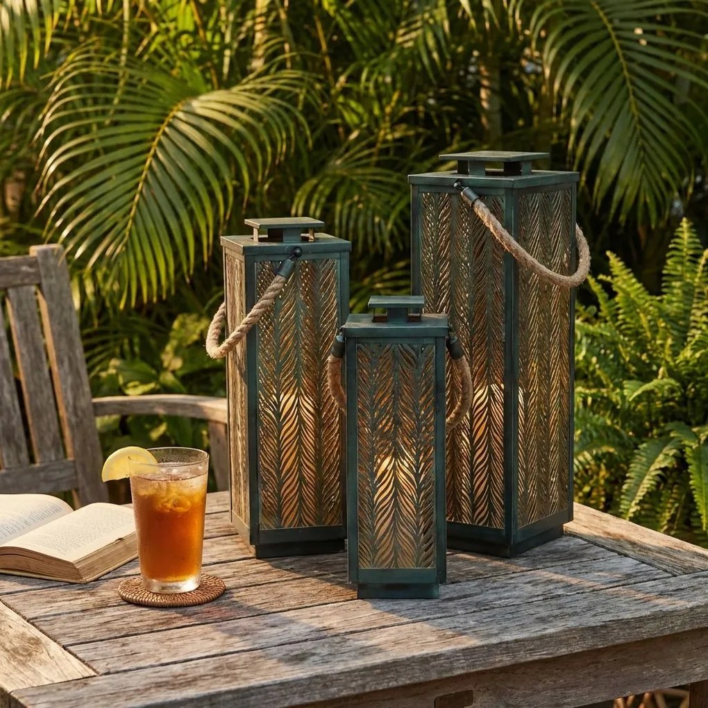 MIZUKI - set di 3 lanterne in acciaio