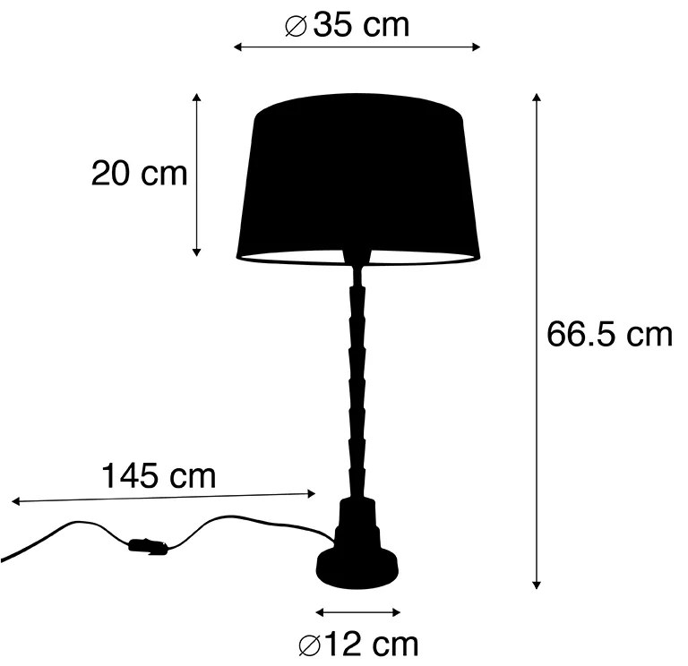Lampada da tavolo Art Déco bronzo con paralume in cotone nero 35 cm - Pisos