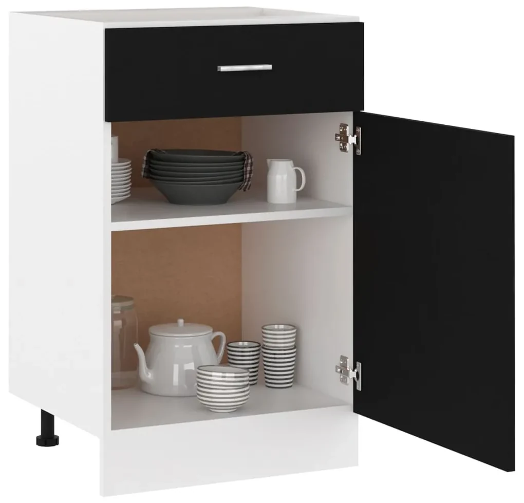 Armadio con cassetto nero 50x46x81,5 cm in legno multistrato