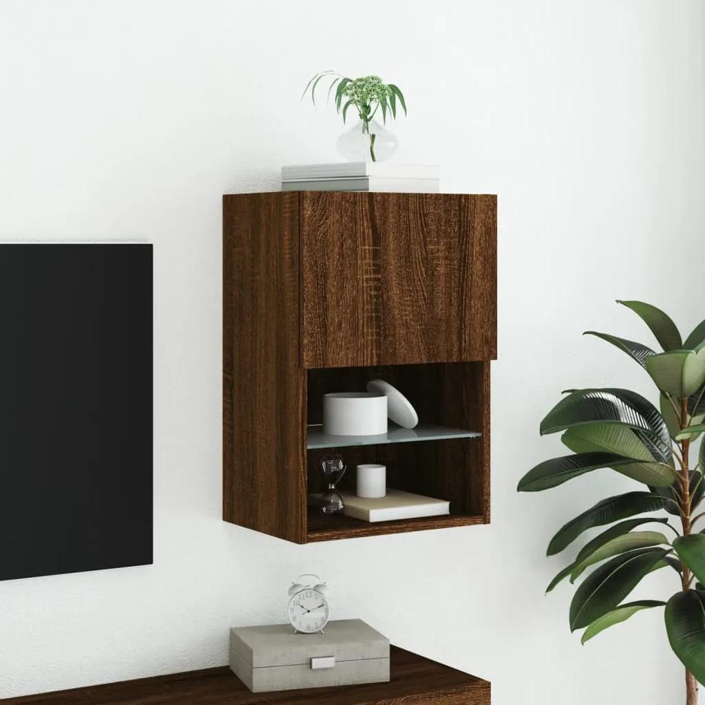 Mobile TV con Luci LED Rovere Marrone 40,5x30x60 cm